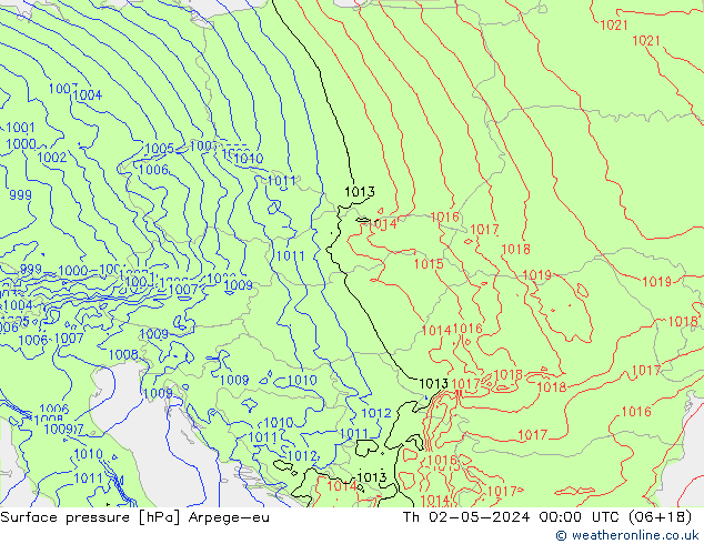 Surface pressure Arpege-eu Th 02.05.2024 00 UTC