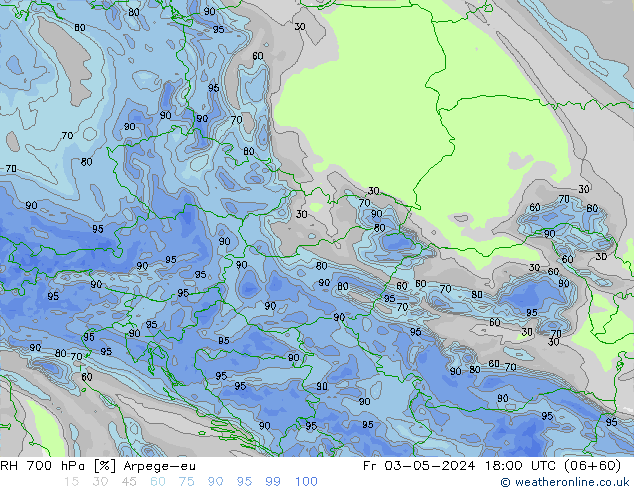 RH 700 hPa Arpege-eu  03.05.2024 18 UTC