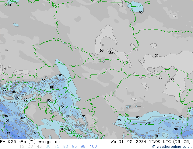 RH 925 hPa Arpege-eu St 01.05.2024 12 UTC