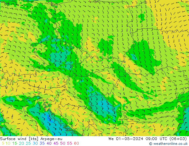 ветер 10 m Arpege-eu ср 01.05.2024 09 UTC