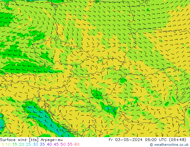 Surface wind Arpege-eu Fr 03.05.2024 06 UTC