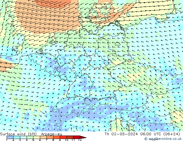  10 m (bft) Arpege-eu  02.05.2024 06 UTC