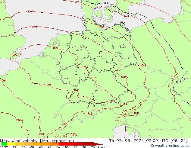 Maks. Rüzgar Hızı Arpege-eu Per 02.05.2024 03 UTC