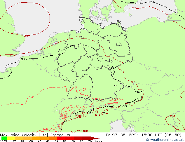 Windböen Arpege-eu Fr 03.05.2024 18 UTC