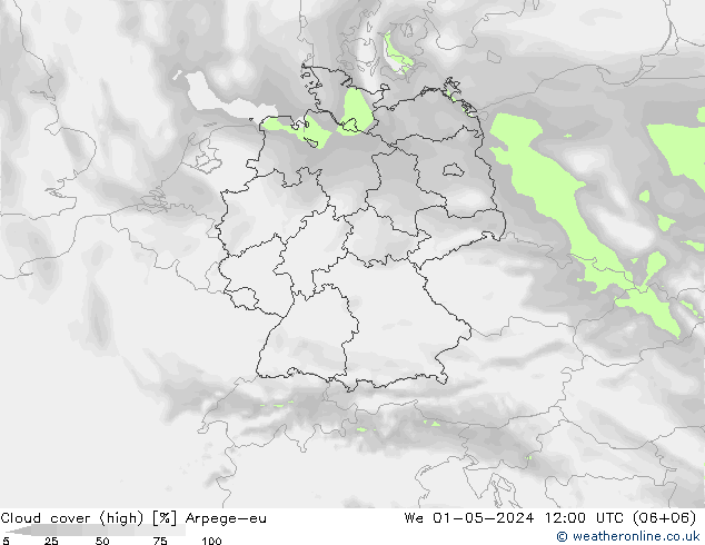 Wolken (hohe) Arpege-eu Mi 01.05.2024 12 UTC