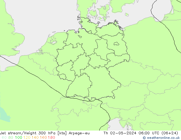 Jet stream Arpege-eu Qui 02.05.2024 06 UTC