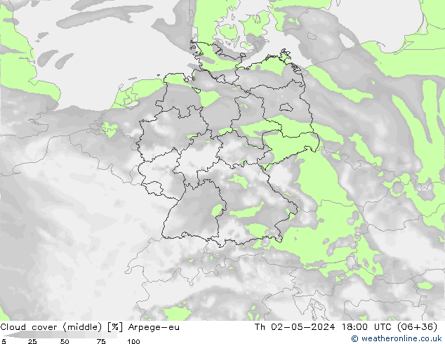 Nubes medias Arpege-eu jue 02.05.2024 18 UTC