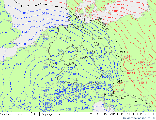 Surface pressure Arpege-eu We 01.05.2024 12 UTC