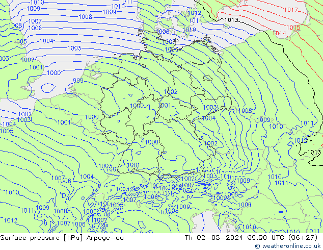 Luchtdruk (Grond) Arpege-eu do 02.05.2024 09 UTC