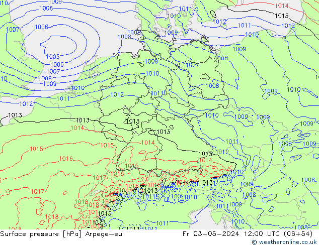 Bodendruck Arpege-eu Fr 03.05.2024 12 UTC