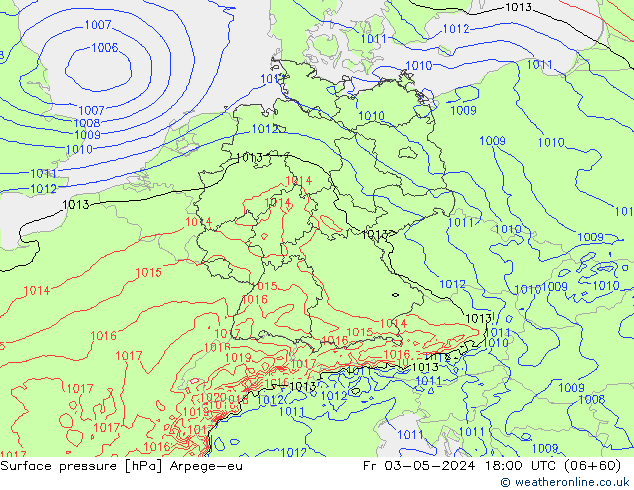 Surface pressure Arpege-eu Fr 03.05.2024 18 UTC