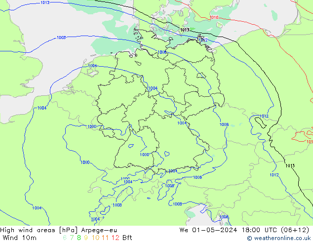 High wind areas Arpege-eu  01.05.2024 18 UTC