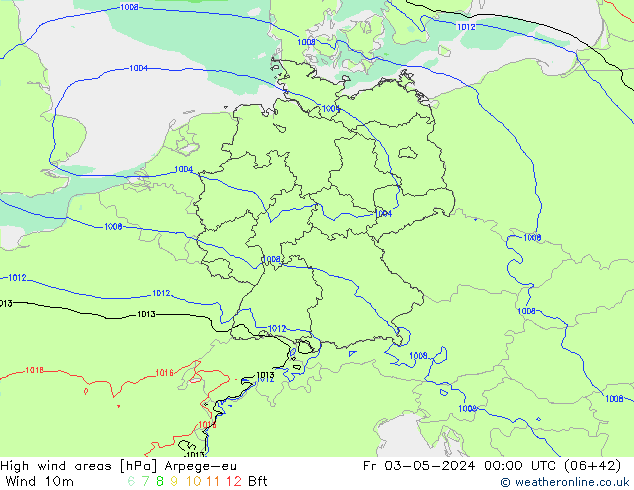 High wind areas Arpege-eu Fr 03.05.2024 00 UTC