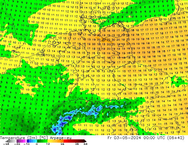 Temperature (2m) Arpege-eu Fr 03.05.2024 00 UTC