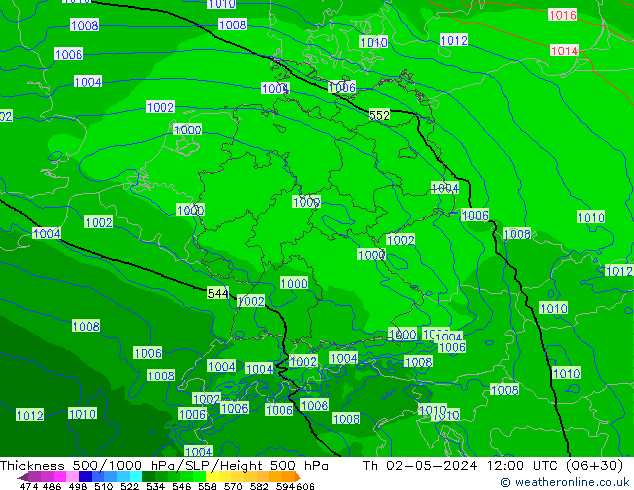 Thck 500-1000hPa Arpege-eu Th 02.05.2024 12 UTC