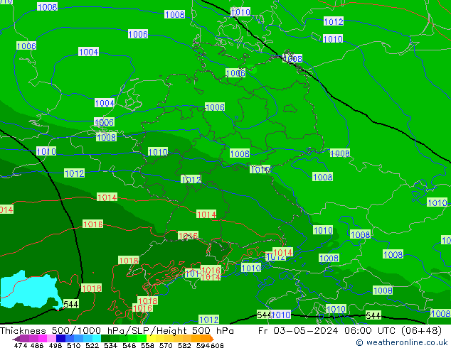 Thck 500-1000гПа Arpege-eu пт 03.05.2024 06 UTC