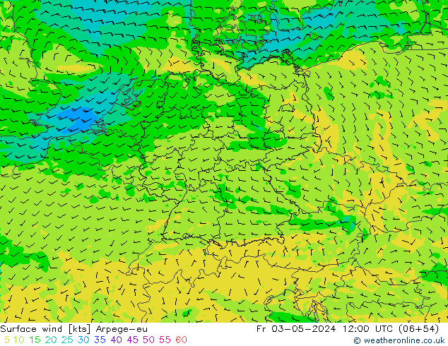 Surface wind Arpege-eu Pá 03.05.2024 12 UTC