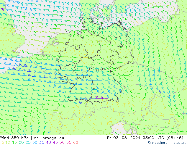 Wind 850 hPa Arpege-eu Fr 03.05.2024 03 UTC