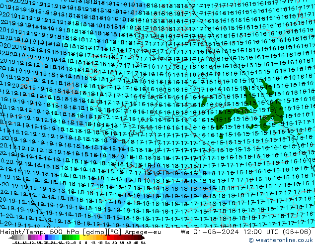 Height/Temp. 500 hPa Arpege-eu Mi 01.05.2024 12 UTC