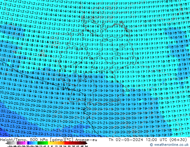 Height/Temp. 500 hPa Arpege-eu Qui 02.05.2024 12 UTC