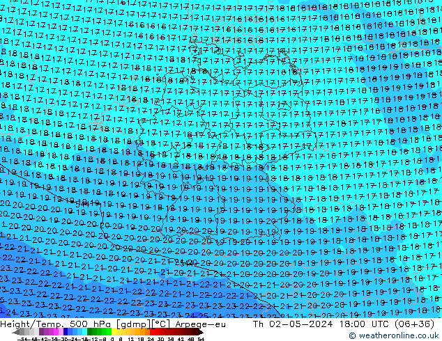 Height/Temp. 500 hPa Arpege-eu Th 02.05.2024 18 UTC