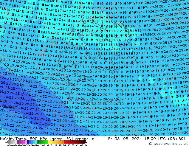 Height/Temp. 500 hPa Arpege-eu Fr 03.05.2024 18 UTC