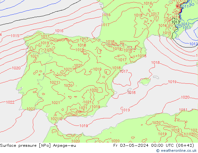 Surface pressure Arpege-eu Fr 03.05.2024 00 UTC