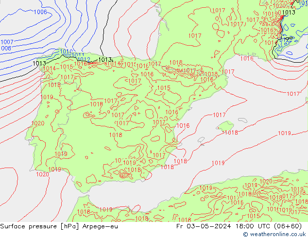 Surface pressure Arpege-eu Fr 03.05.2024 18 UTC