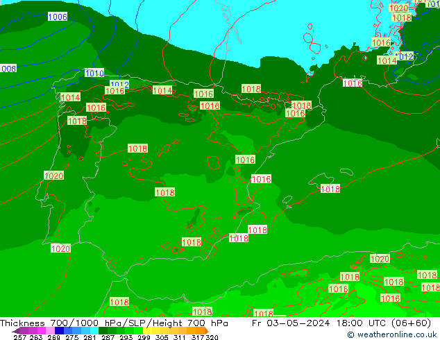 700-1000 hPa Kalınlığı Arpege-eu Cu 03.05.2024 18 UTC