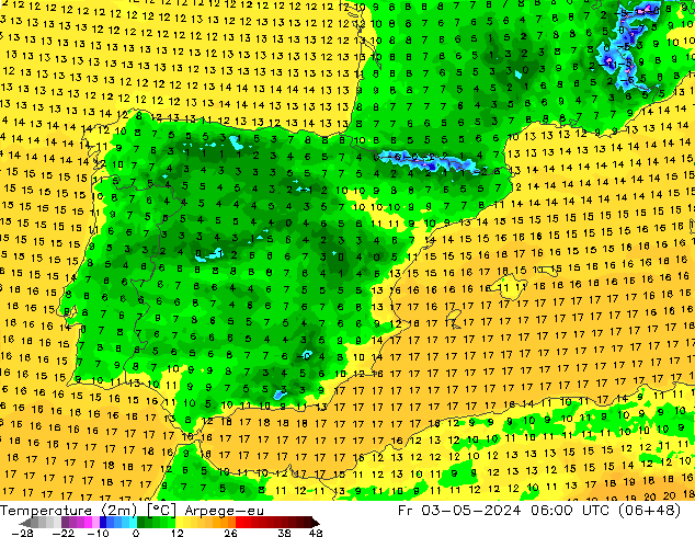 Temperature (2m) Arpege-eu Fr 03.05.2024 06 UTC