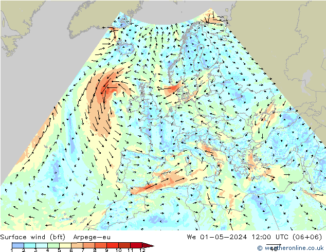  10 m (bft) Arpege-eu  01.05.2024 12 UTC