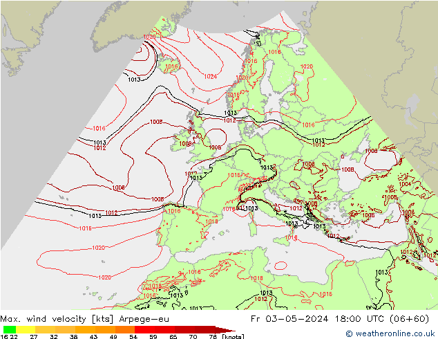 Maks. Rüzgar Hızı Arpege-eu Cu 03.05.2024 18 UTC