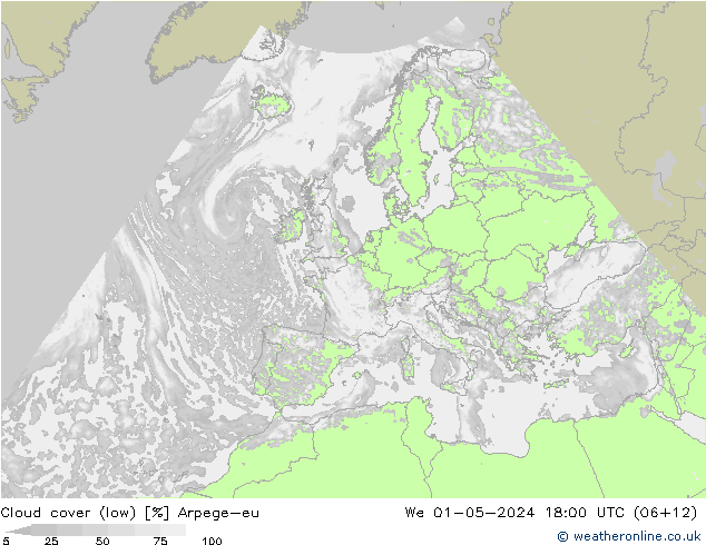 Nubi basse Arpege-eu mer 01.05.2024 18 UTC