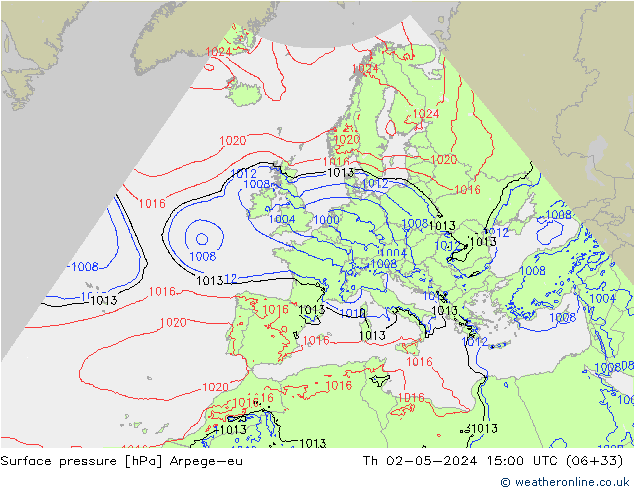 ciśnienie Arpege-eu czw. 02.05.2024 15 UTC