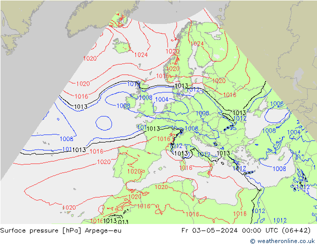 Luchtdruk (Grond) Arpege-eu vr 03.05.2024 00 UTC