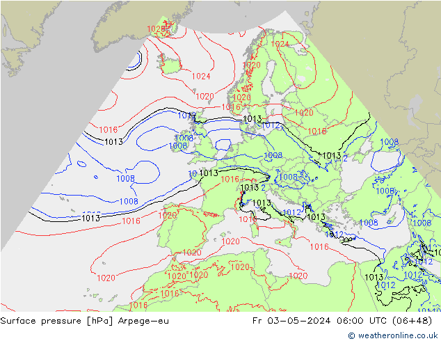 приземное давление Arpege-eu пт 03.05.2024 06 UTC
