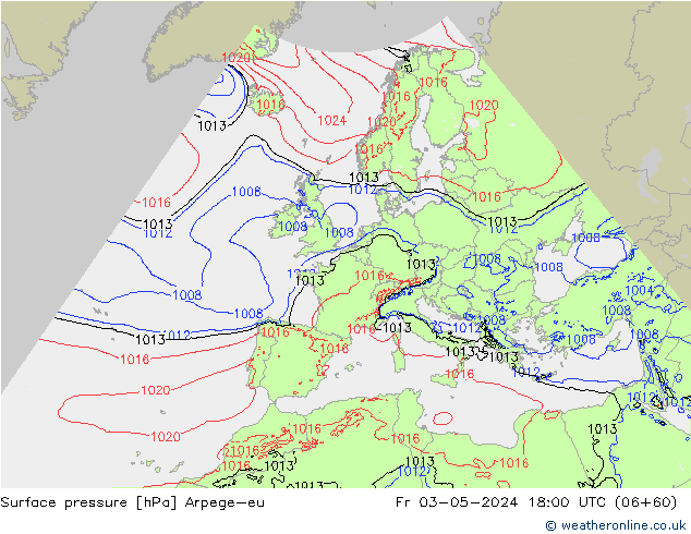 Bodendruck Arpege-eu Fr 03.05.2024 18 UTC