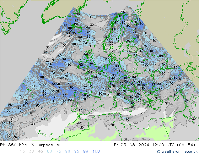 RH 850 hPa Arpege-eu  03.05.2024 12 UTC