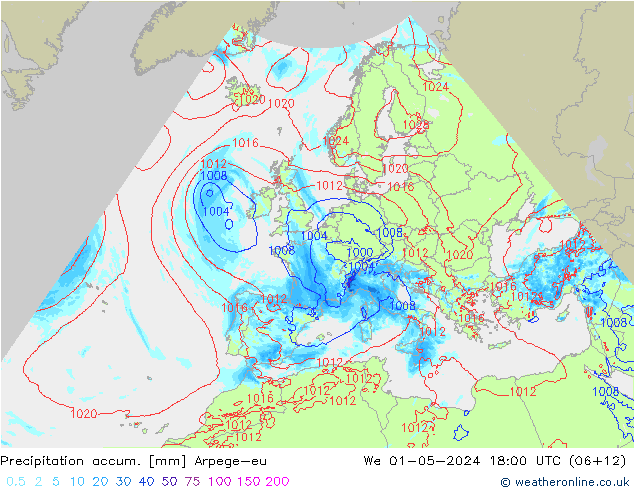 Precipitation accum. Arpege-eu We 01.05.2024 18 UTC