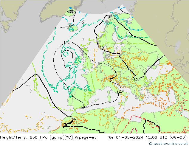 Height/Temp. 850 hPa Arpege-eu St 01.05.2024 12 UTC