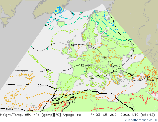 Height/Temp. 850 hPa Arpege-eu ven 03.05.2024 00 UTC