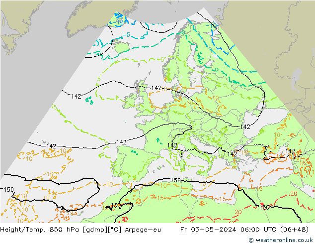 Height/Temp. 850 hPa Arpege-eu Fr 03.05.2024 06 UTC