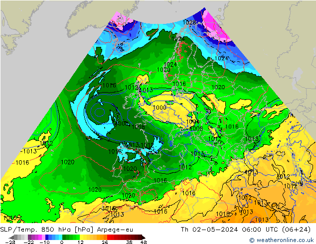 850 hPa Yer Bas./Sıc Arpege-eu Per 02.05.2024 06 UTC