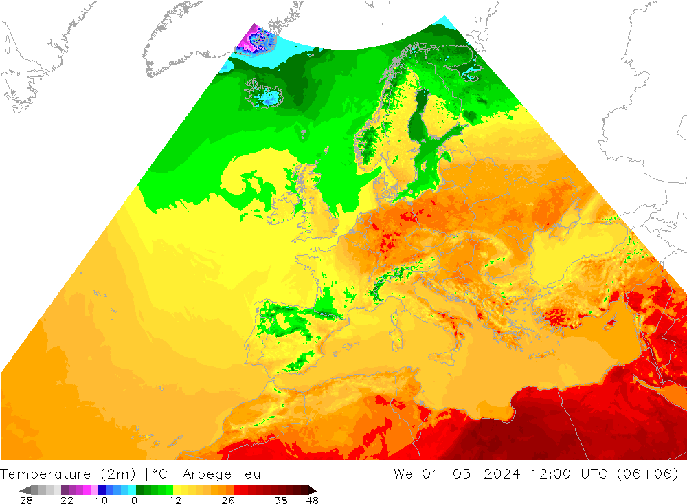 Temperature (2m) Arpege-eu We 01.05.2024 12 UTC