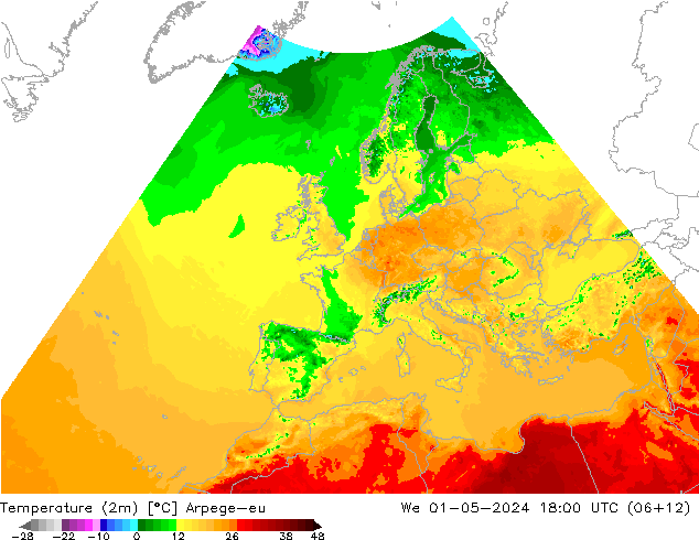 Temperature (2m) Arpege-eu We 01.05.2024 18 UTC