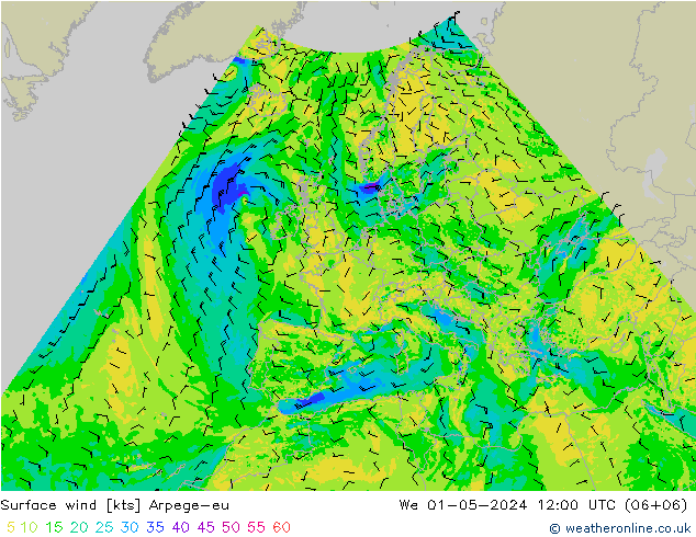 Surface wind Arpege-eu We 01.05.2024 12 UTC