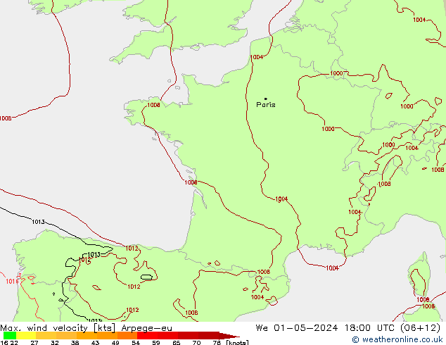 Windböen Arpege-eu Mi 01.05.2024 18 UTC