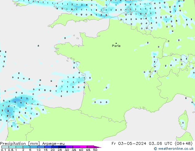 Precipitation Arpege-eu Fr 03.05.2024 06 UTC