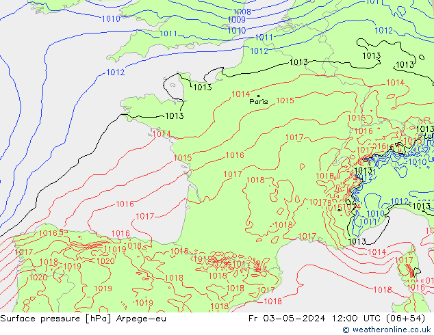 Surface pressure Arpege-eu Fr 03.05.2024 12 UTC