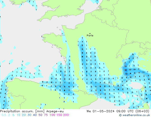 Nied. akkumuliert Arpege-eu Mi 01.05.2024 09 UTC